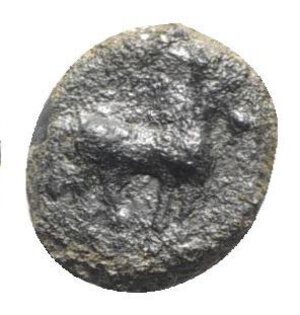 reverse: Sicily, Eryx, c. 4th century BC. Æ (11mm, 1.10g, 9h). Female head r. R/ Horse standing r. Campana 48b; CNS I, 16; SNG ANS -; HGC 2, 329. Rare, Good Fine