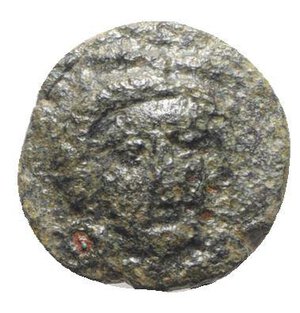obverse: Sicily, Gela, c. 315-310 BC. Æ (13mm, 2.62g, 6h). Head of Demeter facing slightly r., wearing wreath of grain ears. R/ Horned and bearded head of Gelas l. CNS III, 59; SNG ANS 123-5; HGC 2, 388. Good Fine