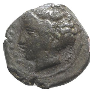 obverse: Sicily, Himera, c. 420-407 BC. Æ Hemilitron (17mm, 4.19g, 3h). Head of nymph l.; six pellets before. R/ Six pellets within wreath. CNS I, 35; SNG ANS 186; HGC 2, 479. Near VF