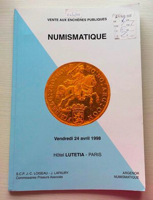 obverse: Argenor Auction. Paris 24 Avril 1998. Brossura ed. 110, lotti 874, ill. in b/n. Con lista prezzi di realizzo. Buono stato