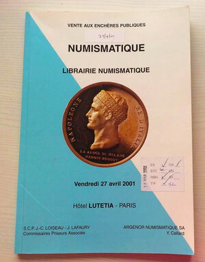 obverse: Argenor Auction. Librairie Numismatique. Paris 27 Avril 2001. Brossura ed. pp. 103, lotti 691, ill. in b/n. Con lista prezzi di realizzo. Buono stato