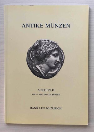 obverse: Bank Leu Auktion 42 Antike Munzen Kelten Griechen, Literatur. Zurich 12 Mai 1987. Brossura ed. pp. 85, lotti 499, tavv.29 in b/n, Ottimo stato