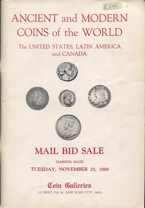 obverse: COIN GALLERIES. – New York, 25 – November, 1969.  Ancient and modern coins of the world.  Pp. 141,  nn. 3067, tavv. 14. Ril ed buono stato.