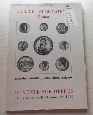 obverse: Galerie Numismatique Vente No. 13. 21 Novembre 1980. Brossura ed. lotti 1128, ill. in b/n. Buono stato