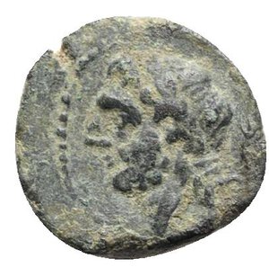 obverse: Northern Apulia, Arpi, c. 325-275 BC. Æ (16mm, 3.93g, 3h). Laureate head of Zeus l.; thunderbolt behind. R/ Forepart of boar r., spear above. HNItaly 643; SNG ANS -. Green patina, near VF