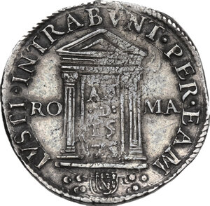 reverse: Roma.  Gregorio XIII (1572-1585), Ugo Boncompagni. Testone 1575, segno di zecca Camera Apostolica