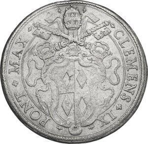 obverse: Roma.  Clemente IX (1667-1669), Giulio Girolamo Rospigliosi. Piastra