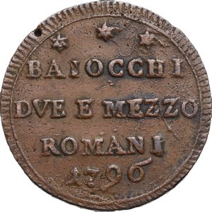obverse: Roma.  Pio VI (1775-1799), Giovanni Angelo Braschi. Sampietrino da 2 e mezzo baiocchi 1796