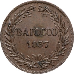 reverse: Roma.  Gregorio XVI (1831-1846), Bartolomeo Alberto  Cappellari. Baiocco 1837 A. VII