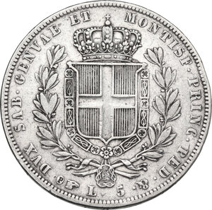 reverse: Carlo Alberto (1831-1849). 5 lire 1837 Torino