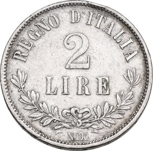 reverse: Vittorio Emanuele II, Re d Italia (1861-1878).. 2 lire 1863 N