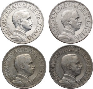 obverse: Vittorio Emanuele III (1900-1943). Serie di quattro (4) monete da 2 lire: 1908, 1910, 1911, 1912