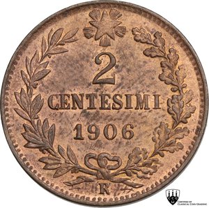 reverse: Vittorio Emanuele III (1900-1943). 2 centesimi 1906