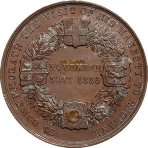reverse: Vittorio Emanuele II  (1820-1878).. Medaglia 1855 per la visita del sovrano in Inghilterra