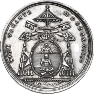obverse: Sede Vacante 1823.. Medaglia emessa dal Cardinale Camerlengo Bartolomeo Pacca