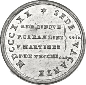 reverse: Sede Vacante (1829). Medaglia emessa dai Conservatori della Città di Roma