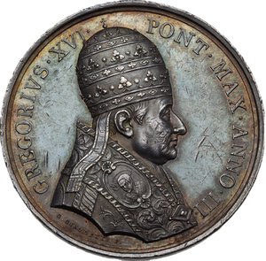obverse: Gregorio XVI (1831-1846), Bartolomeo Alberto  Cappellari. Medaglia annuale, A. III