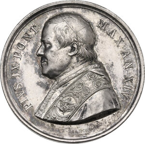 obverse: Pio IX  (1846-1878), Giovanni Mastai Ferretti.. Medaglia A. XIV per la Lavanda