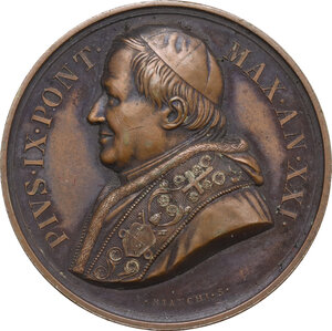 obverse: Pio IX  (1846-1878), Giovanni Mastai Ferretti.. Medaglia A. XXI per la Lavanda