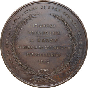 reverse: Roma.  Giordano Bruno (1548-1600).. Medaglia 1889 per l inaugurazione del monumento opera di Ettore Ferrari a Campo dè Fiori