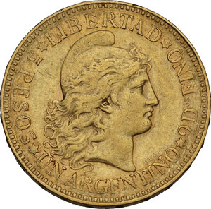 obverse: Argentina. 5 pesos (argentino) 1886