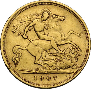reverse: Australia.  Edward VII (1901-1911). AV Half Sovereign 1907 M, Melbourne mint