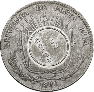 obverse: Costa Rica. Colon, 1923. San Jose Mint. KM-164. Counterstamp placed upon a Costa Rica 50 Centimos 1880