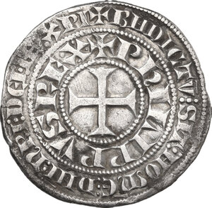 obverse: France.  Philippe IV (1285-1314).. Gros tournois a l O rond, X cantonné