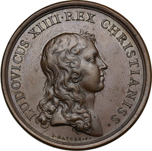 obverse: France.  Louis XIV (1643-1715). Medal 1643 for the Capture of Condé and Maubeuge