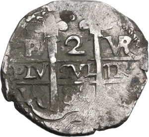 reverse: Peru .  Carlos II (1665-1700).. 2 reales 1688, double date, Lima mint