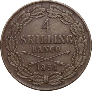 reverse: Sweden.  Oscar I (1844-1859). 4 skilling 1851