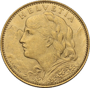 obverse: Switzerland.  Confederation (1848- ). 10 Francs 1922 B, Bern mint