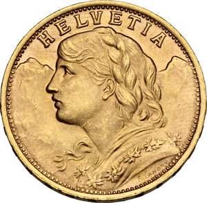 obverse: Switzerland.  Confederation. AV 20 Francs 1947 B, Bern mint