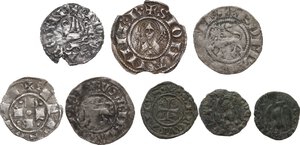 Interessante insieme di otto (8) monete medievali