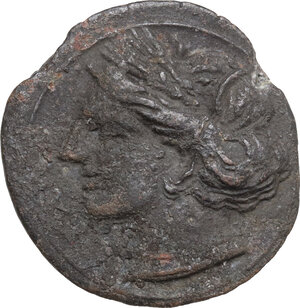obverse: Zeugitania, Carthage. AE Shekel. Second Punic War, c. 215-201 BC