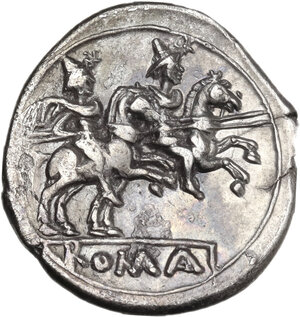 reverse: Anonymous.. AR Denarius, uncertain Campanian mint (Capua?), 209 BC