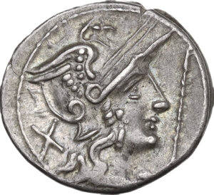 obverse: Staff and feather series. AR Denarius, uncertain Spanish mint, 202 BC