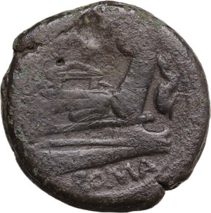reverse: Dolphin (second) series.. AE As, c. 189-180 BC