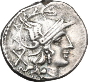 obverse: Matienus.. AR Denarius, uncertain Spanish mint, 179-170 BC