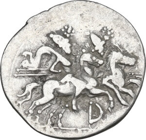 reverse: D series.  AR Denarius, uncertain Spanish mint, 205 BC