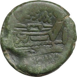 reverse: C. Cluvius Saxula.. AE As, 169-158 BC
