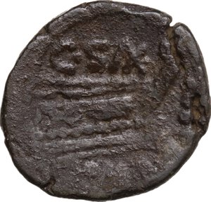 reverse: C. Cluvius Saxula.. AE Triens, c. 169-158 BC