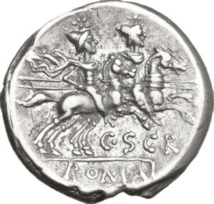 reverse: C. Scribonius. AR Denarius, 154 BC
