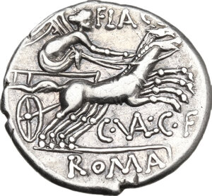 reverse: C. Valerius C.f. Flaccus.. AR Denarius, 140 BC