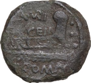 reverse: C. Aburius Geminus.. AE Quadrans, 134 BC