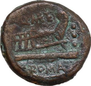 reverse: Q. Caecilius Metellus. AE Quadrans, 130 BC