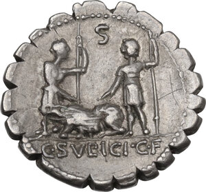 reverse: C. Sulpicius C.f. Galba.. AR Denarius serratus, 106 BC