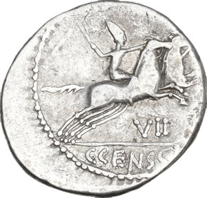 reverse: C. Marcius Censorinus.. AR Denarius, 88 BC