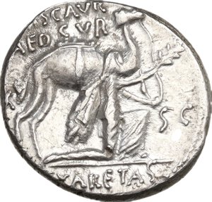 M. Aemilius Scaurus and Pub. Plautius Hypsaeus. . AR Denarius, 58 BC