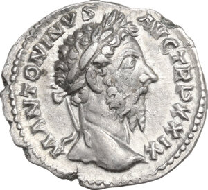 obverse: Marcus Aurelius (161-180).. AR Denarius,  Rome mint, 174-175 AD